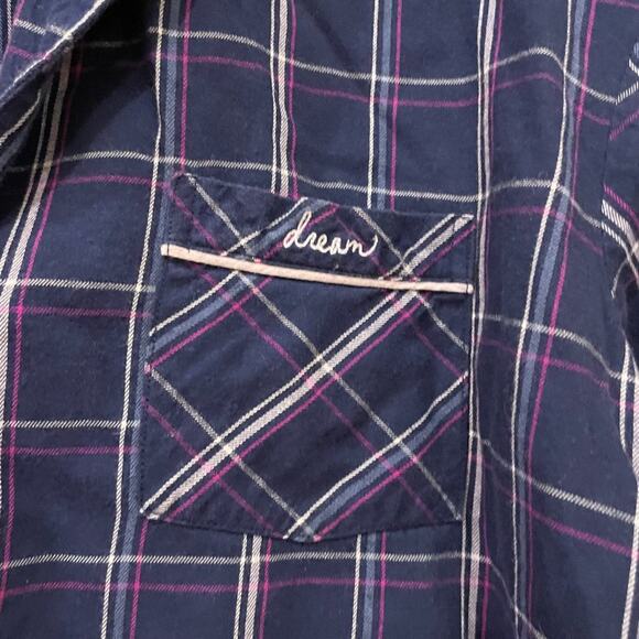 Victoria's Secret Sleepwear Womens Medium Blue Plaid PJ Top Check - Picture 4 of 4